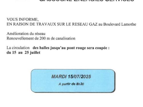 Information Travaux du 15 au 25 juillet 2025